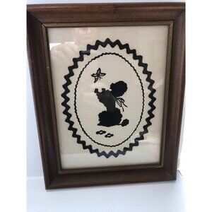 Vintage Handmade Poodle With Butterfly Silhouette Black & White Bric-A-Brac